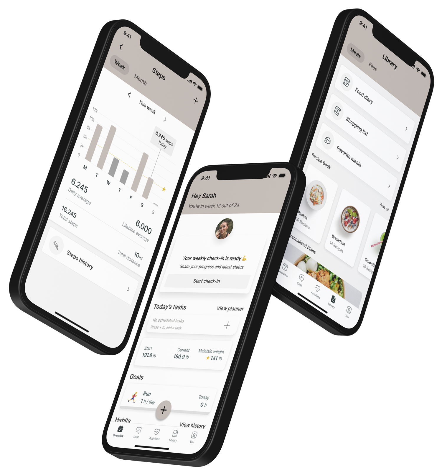 A mockup of the coaching app showcasing the features.